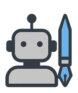 Minimal AI writing icon showing a laptop and artificial intelligence symbol