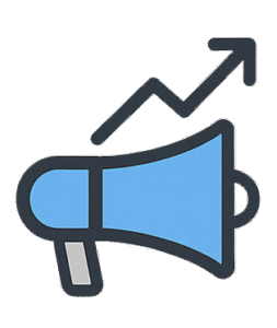 Minimal marketing tools icon with analytics dashboard and growth chart