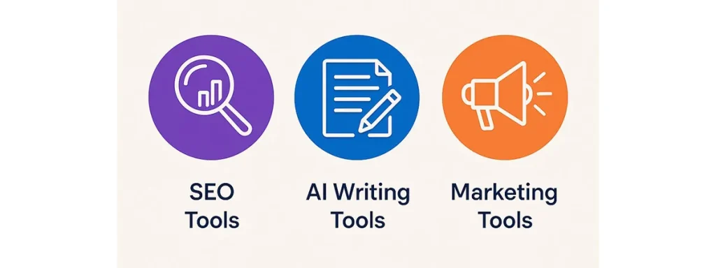 illustration of the best SEO AI writing and marketing tools for Digivaults homepage