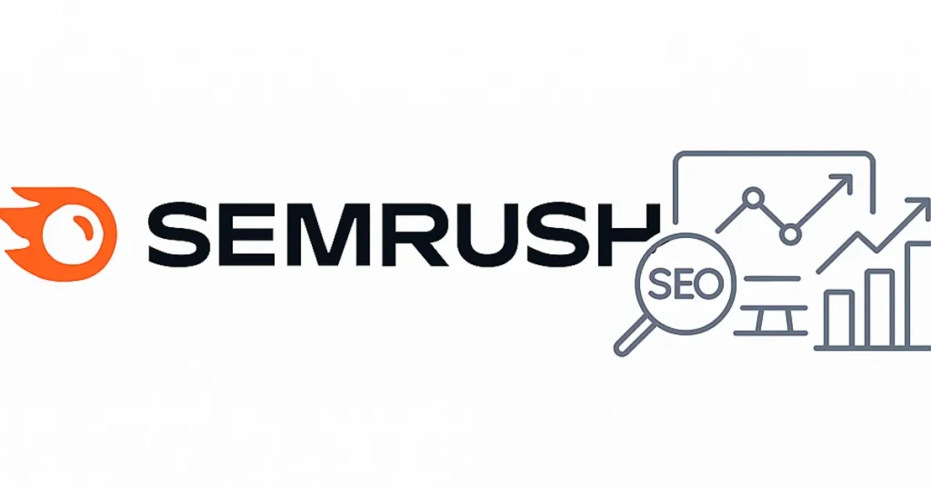 SEMrush logo with minimal SEO analytics icons used as the featured image for the 2026 review